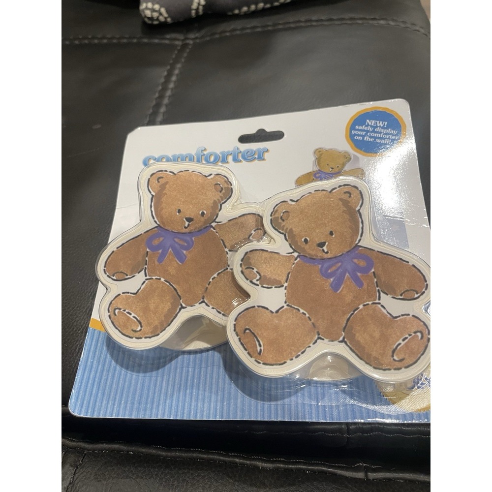 NIP Dolly brown teddy bear shaped baby blanket comforter wall clips 2 pack‎